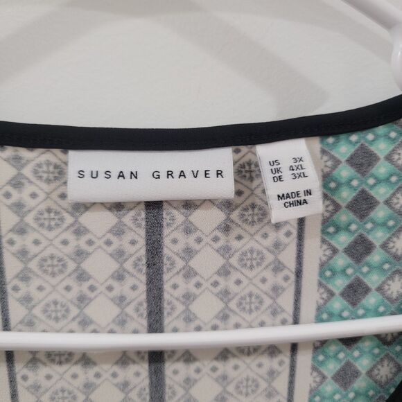 Susan Graver Liquid Knit Womens Top Size 3X Colorful - Picture 4 of 7